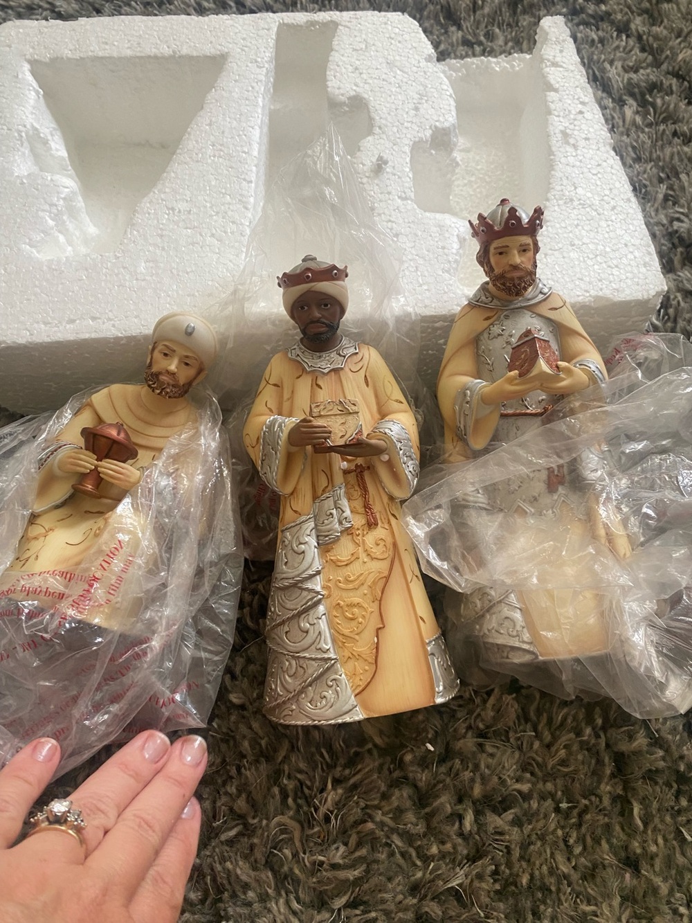 Element Three Wise Men Nativity Figurines in Cream and Silver